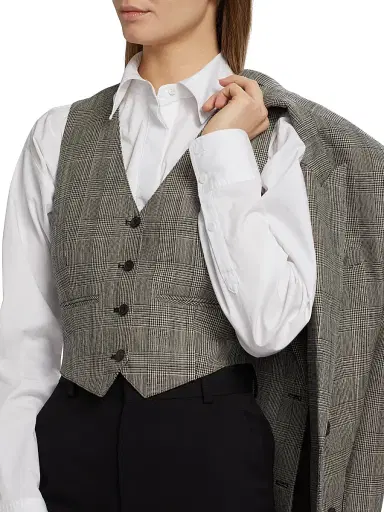 WARDROBE.NYC Women's Glen Check Wool Waistcoat - Prince Of Wales | Thumbnail 6 WARDROBE.NYC Women's Glen Check Wool Waistcoat - Prince Of Wales | Thumbnail 6