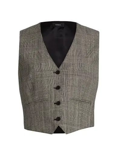 WARDROBE.NYC Women's Glen Check Wool Waistcoat - Prince Of Wales | Thumbnail 1 WARDROBE.NYC Women's Glen Check Wool Waistcoat - Prince Of Wales | Thumbnail 1