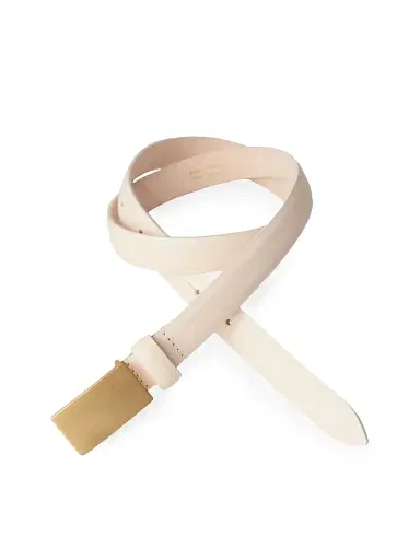Déhanche Women's Signet Leather Belt - Ivory Brushed Gold | Thumbnail 3 Déhanche Women's Signet Leather Belt - Ivory Brushed Gold | Thumbnail 3