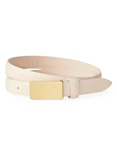 Déhanche Women's Signet Leather Belt - Ivory Brushed Gold | Thumbnail 4 Déhanche Women's Signet Leather Belt - Ivory Brushed Gold | Thumbnail 4