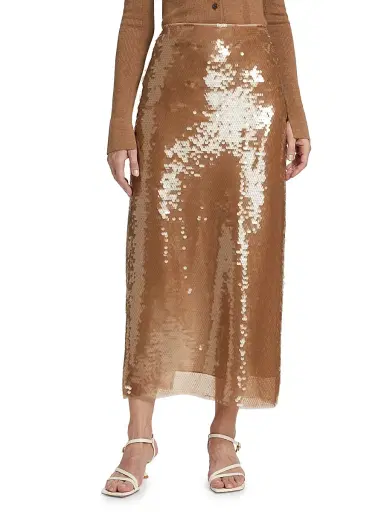 Tanya Taylor Women's Kiah Sequined Midi-Skirt - Praline | Thumbnail 3 Tanya Taylor Women's Kiah Sequined Midi-Skirt - Praline | Thumbnail 3