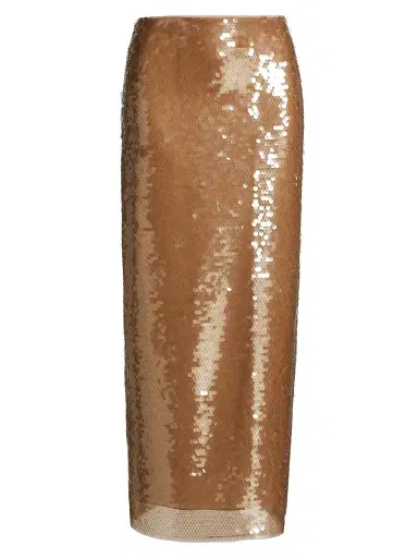 Tanya Taylor Women's Kiah Sequined Midi-Skirt - Praline | Thumbnail 1 Tanya Taylor Women's Kiah Sequined Midi-Skirt - Praline | Thumbnail 1