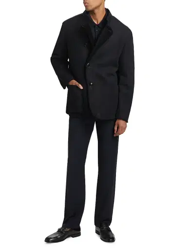 Giorgio Armani Men's Suede Shearling Jacket - Navy - Size 40 | Thumbnail 2 Giorgio Armani Men's Suede Shearling Jacket - Navy - Size 40 | Thumbnail 2