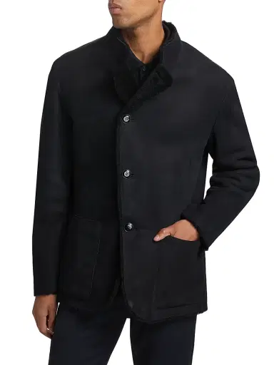 Giorgio Armani Men's Suede Shearling Jacket - Navy - Size 40 | Thumbnail 3 Giorgio Armani Men's Suede Shearling Jacket - Navy - Size 40 | Thumbnail 3