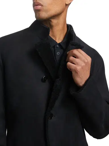 Giorgio Armani Men's Suede Shearling Jacket - Navy - Size 40 | Thumbnail 6 Giorgio Armani Men's Suede Shearling Jacket - Navy - Size 40 | Thumbnail 6