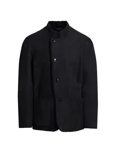 Giorgio Armani Men's Suede Shearling Jacket - Navy - Size 40 | Thumbnail 1 Giorgio Armani Men's Suede Shearling Jacket - Navy - Size 40 | Thumbnail 1