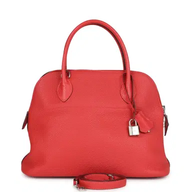 HERMÈS Hermes Bolide 31 Rouge Pivoine Clemence Palladium Hardware | Thumbnail 1 HERMÈS Hermes Bolide 31 Rouge Pivoine Clemence Palladium Hardware | Thumbnail 1