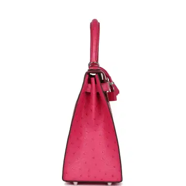 HERMÈS Hermes Kelly Sellier 28 Rose Tyrien Ostrich Palladium Hardware | Thumbnail 3 HERMÈS Hermes Kelly Sellier 28 Rose Tyrien Ostrich Palladium Hardware | Thumbnail 3