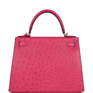 HERMÈS Hermes Kelly Sellier 28 Rose Tyrien Ostrich Palladium Hardware | Thumbnail 4 HERMÈS Hermes Kelly Sellier 28 Rose Tyrien Ostrich Palladium Hardware | Thumbnail 4