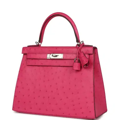 HERMÈS Hermes Kelly Sellier 28 Rose Tyrien Ostrich Palladium Hardware | Thumbnail 5 HERMÈS Hermes Kelly Sellier 28 Rose Tyrien Ostrich Palladium Hardware | Thumbnail 5