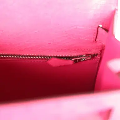 HERMÈS Hermes Kelly Sellier 28 Rose Tyrien Ostrich Palladium Hardware | Thumbnail 9 HERMÈS Hermes Kelly Sellier 28 Rose Tyrien Ostrich Palladium Hardware | Thumbnail 9