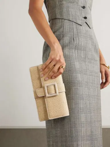 Manolo Blahnik Maycap Suede-trimmed Raffia Clutch | Thumbnail 2 Manolo Blahnik Maycap Suede-trimmed Raffia Clutch | Thumbnail 2