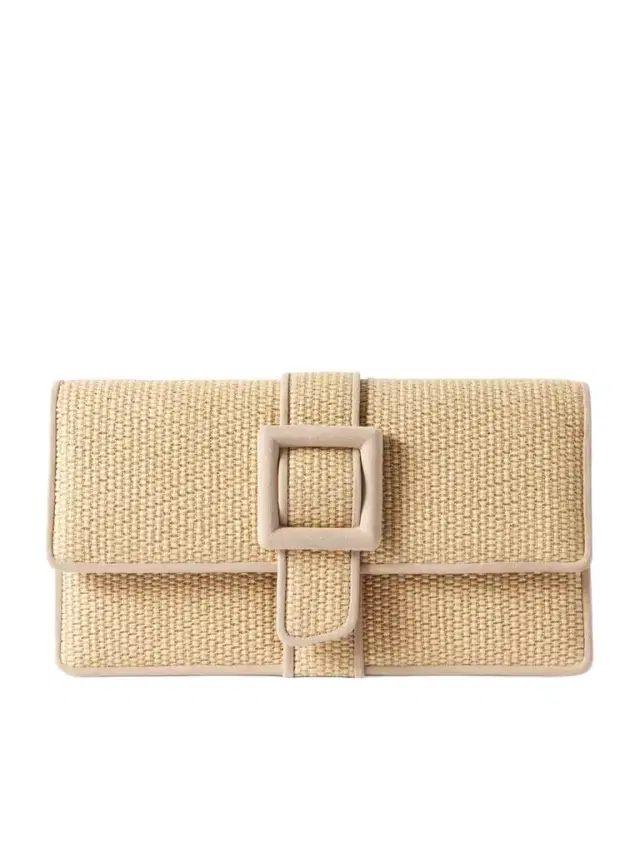 Manolo Blahnik Maycap Suede-trimmed Raffia Clutch