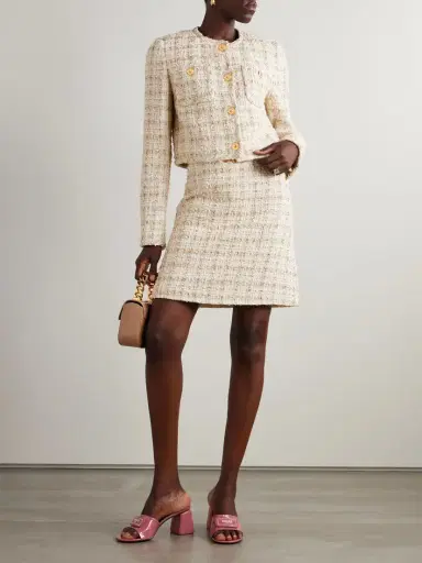 Versace Cropped Cotton-blend Tweed Jacket | Thumbnail 2 Versace Cropped Cotton-blend Tweed Jacket | Thumbnail 2