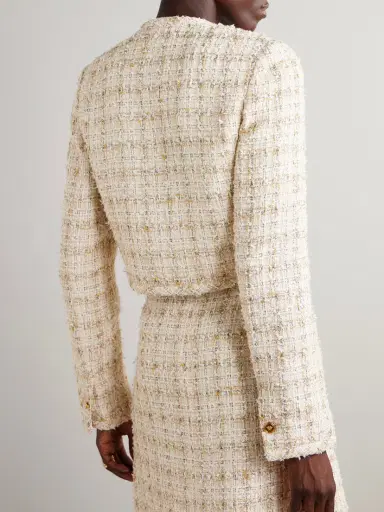 Versace Cropped Cotton-blend Tweed Jacket | Thumbnail 3 Versace Cropped Cotton-blend Tweed Jacket | Thumbnail 3