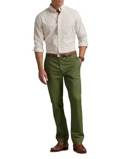 Polo Ralph Lauren Men's Windowpane Checked Poplin Classic-Fit Shirt - Olive Clementine Multi | Thumbnail 2 Polo Ralph Lauren Men's Windowpane Checked Poplin Classic-Fit Shirt - Olive Clementine Multi | Thumbnail 2