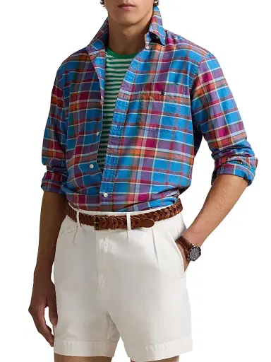 Polo Ralph Lauren Men's Classic-Fit Plaid Button-Down Oxford Shirt - Blue Berry Multi - Size XL | Thumbnail 3 Polo Ralph Lauren Men's Classic-Fit Plaid Button-Down Oxford Shirt - Blue Berry Multi - Size XL | Thumbnail 3