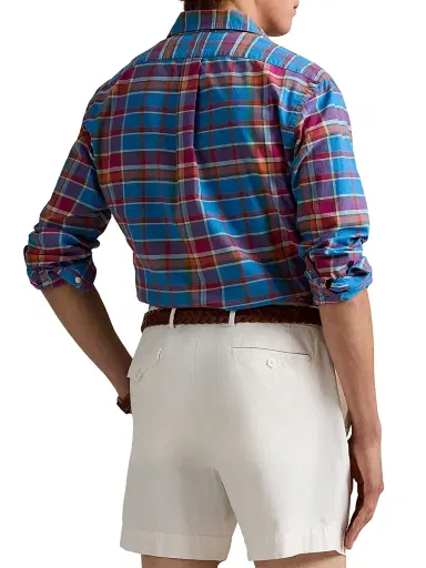 Polo Ralph Lauren Men's Classic-Fit Plaid Button-Down Oxford Shirt - Blue Berry Multi - Size XL | Thumbnail 4 Polo Ralph Lauren Men's Classic-Fit Plaid Button-Down Oxford Shirt - Blue Berry Multi - Size XL | Thumbnail 4