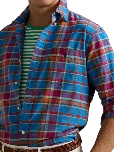 Polo Ralph Lauren Men's Classic-Fit Plaid Button-Down Oxford Shirt - Blue Berry Multi - Size XL | Thumbnail 5 Polo Ralph Lauren Men's Classic-Fit Plaid Button-Down Oxford Shirt - Blue Berry Multi - Size XL | Thumbnail 5