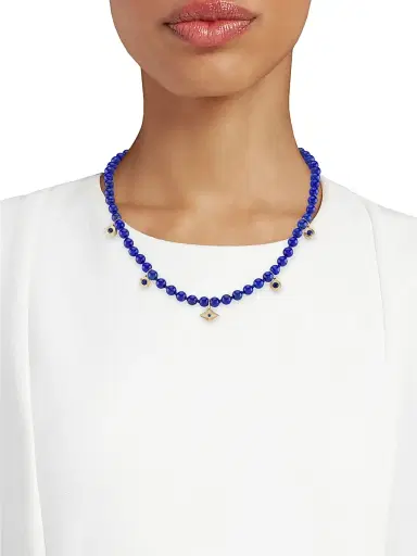Sydney Evan Women's 14K Yellow Gold, Lapis Lazuli & Blue Sapphire Evil Eye Charm Necklace - Sapphire | Thumbnail 2 Sydney Evan Women's 14K Yellow Gold, Lapis Lazuli & Blue Sapphire Evil Eye Charm Necklace - Sapphire | Thumbnail 2
