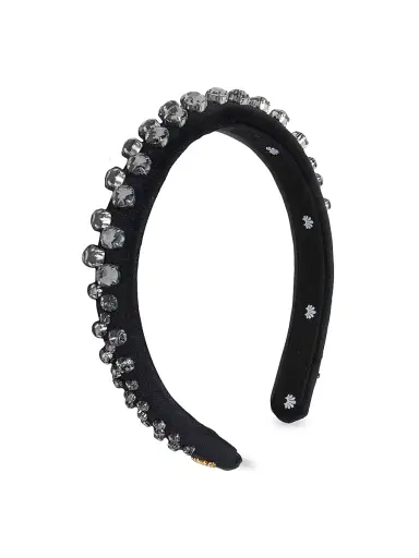 Lele Sadoughi Women's Gigi Crystal-Embellished Velvet Headband - Silver Jet | Thumbnail 1 Lele Sadoughi Women's Gigi Crystal-Embellished Velvet Headband - Silver Jet | Thumbnail 1