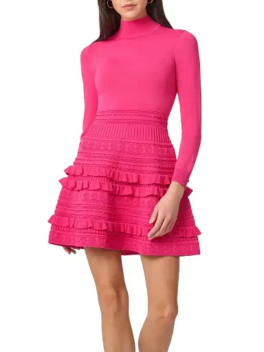 Shoshanna Women's Joie Knit Fit & Flare Minidress - Fuchsia | Thumbnail 2 Shoshanna Women's Joie Knit Fit & Flare Minidress - Fuchsia | Thumbnail 2
