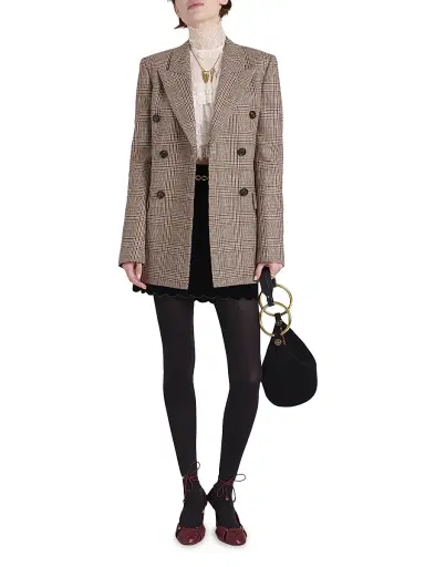 Chloé Women's Check Wool-Blend Double-Breasted Blazer | Thumbnail 2 Chloé Women's Check Wool-Blend Double-Breasted Blazer | Thumbnail 2