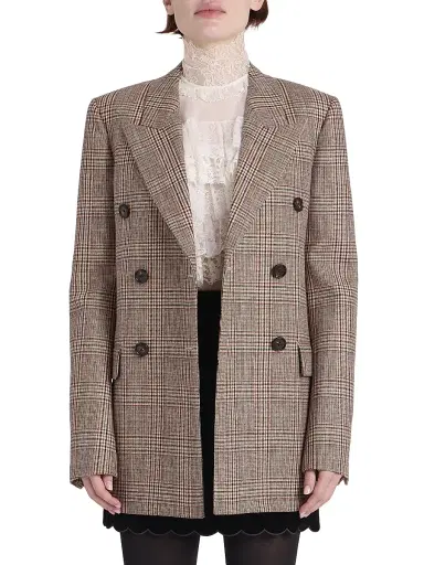 Chloé Women's Check Wool-Blend Double-Breasted Blazer | Thumbnail 3 Chloé Women's Check Wool-Blend Double-Breasted Blazer | Thumbnail 3