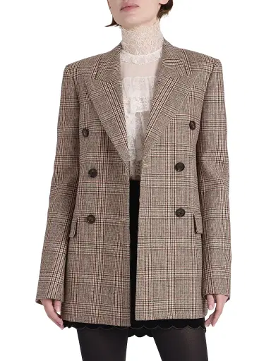 Chloé Women's Check Wool-Blend Double-Breasted Blazer | Thumbnail 6 Chloé Women's Check Wool-Blend Double-Breasted Blazer | Thumbnail 6