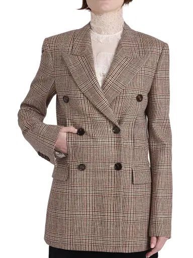 Chloé Women's Check Wool-Blend Double-Breasted Blazer | Thumbnail 7 Chloé Women's Check Wool-Blend Double-Breasted Blazer | Thumbnail 7