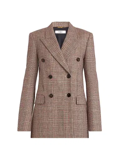 Chloé Women's Check Wool-Blend Double-Breasted Blazer | Thumbnail 1 Chloé Women's Check Wool-Blend Double-Breasted Blazer | Thumbnail 1