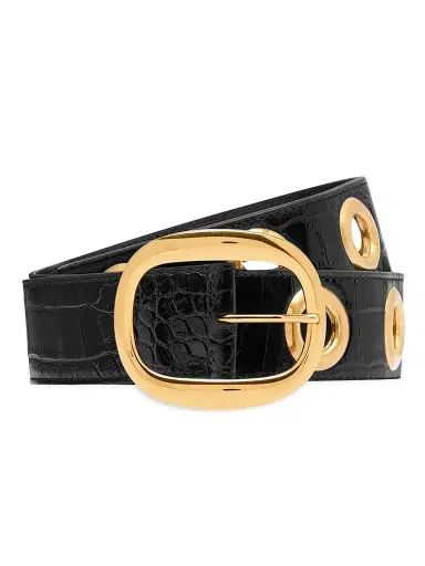 Tom Ford Women's Ursula Shiny Stamped Croc Belt | Thumbnail 1 Tom Ford Women's Ursula Shiny Stamped Croc Belt | Thumbnail 1
