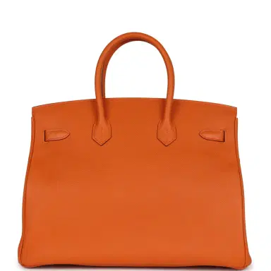 HERMÈS Pre-owned Hermes Birkin 35 Orange Epsom Palladium Hardware | Thumbnail 4 HERMÈS Pre-owned Hermes Birkin 35 Orange Epsom Palladium Hardware | Thumbnail 4