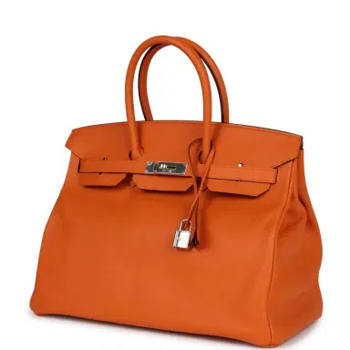 HERMÈS Pre-owned Hermes Birkin 35 Orange Epsom Palladium Hardware | Thumbnail 5 HERMÈS Pre-owned Hermes Birkin 35 Orange Epsom Palladium Hardware | Thumbnail 5