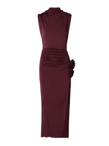 Magda Butrym Appliquéd Draped Stretch-jersey Midi Dress | Thumbnail 1 Magda Butrym Appliquéd Draped Stretch-jersey Midi Dress | Thumbnail 1