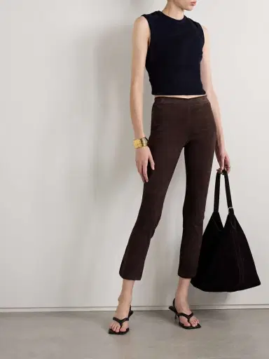 STOULS Jp Twenty Cropped Suede Flared Leggings | Thumbnail 2 STOULS Jp Twenty Cropped Suede Flared Leggings | Thumbnail 2