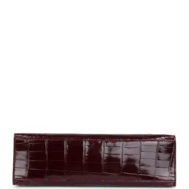 HERMÈS Hermes Kelly Pochette Bordeaux Shiny Niloticus Crocodile Palladium Hardware | Thumbnail 6 HERMÈS Hermes Kelly Pochette Bordeaux Shiny Niloticus Crocodile Palladium Hardware | Thumbnail 6