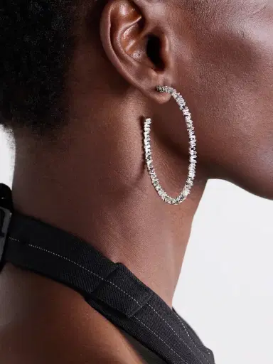 Suzanne Kalan 18-karat White Gold Diamond Hoop Earrings | Thumbnail 2 Suzanne Kalan 18-karat White Gold Diamond Hoop Earrings | Thumbnail 2