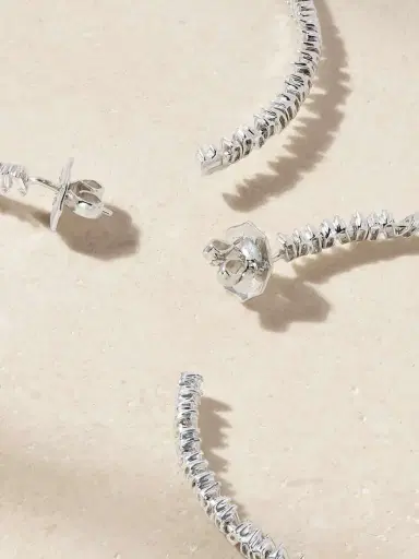 Suzanne Kalan 18-karat White Gold Diamond Hoop Earrings | Thumbnail 3 Suzanne Kalan 18-karat White Gold Diamond Hoop Earrings | Thumbnail 3