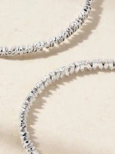 Suzanne Kalan 18-karat White Gold Diamond Hoop Earrings | Thumbnail 4 Suzanne Kalan 18-karat White Gold Diamond Hoop Earrings | Thumbnail 4