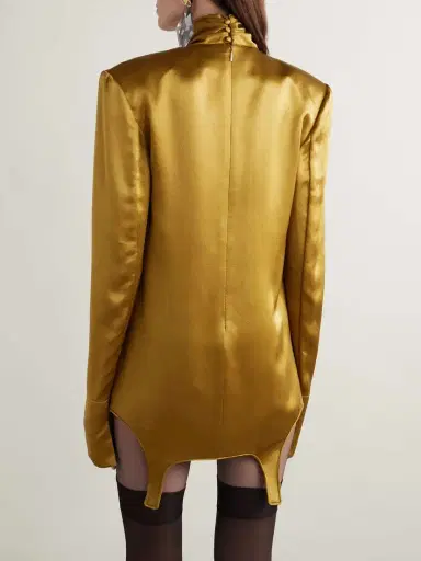 Saint Laurent Twisted Silk-satin Turtleneck Mini Dress | Thumbnail 4 Saint Laurent Twisted Silk-satin Turtleneck Mini Dress | Thumbnail 4