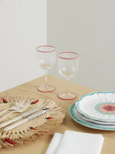 Aquazzura Casa Set Of Two Striped Wine Glasses | Thumbnail 2 Aquazzura Casa Set Of Two Striped Wine Glasses | Thumbnail 2