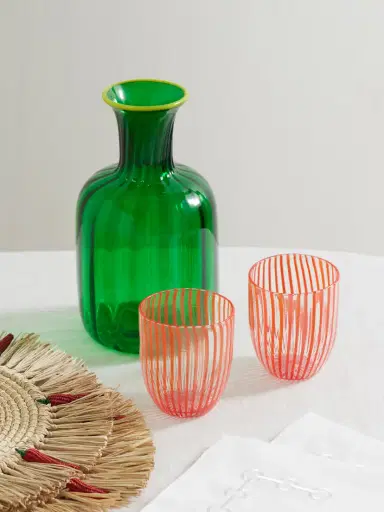 Aquazzura Casa Capri Set Of Two Striped Glass Tumblers | Thumbnail 2 Aquazzura Casa Capri Set Of Two Striped Glass Tumblers | Thumbnail 2