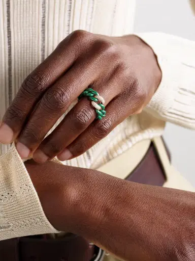 SHAY Medium Link 18-karat Gold, Diamond And Ceramic Ring | Thumbnail 2 SHAY Medium Link 18-karat Gold, Diamond And Ceramic Ring | Thumbnail 2