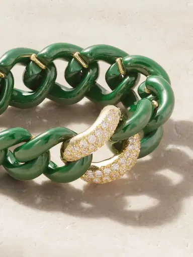 SHAY Medium Link 18-karat Gold, Diamond And Ceramic Ring | Thumbnail 4 SHAY Medium Link 18-karat Gold, Diamond And Ceramic Ring | Thumbnail 4