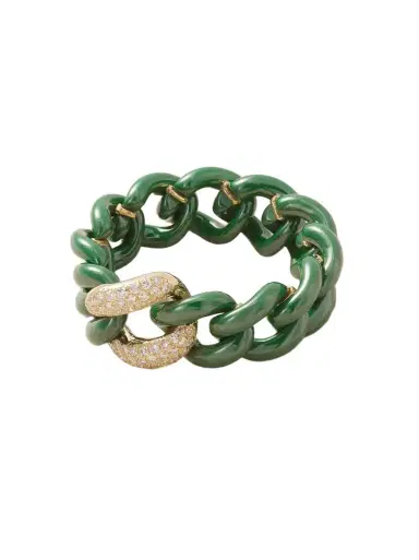 SHAY Medium Link 18-karat Gold, Diamond And Ceramic Ring | Thumbnail 1 SHAY Medium Link 18-karat Gold, Diamond And Ceramic Ring | Thumbnail 1
