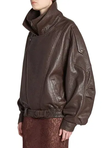 Saint Laurent Women's Bomber Jacket in Lambskin - Brun Sepia - Size 8 | Thumbnail 5 Saint Laurent Women's Bomber Jacket in Lambskin - Brun Sepia - Size 8 | Thumbnail 5