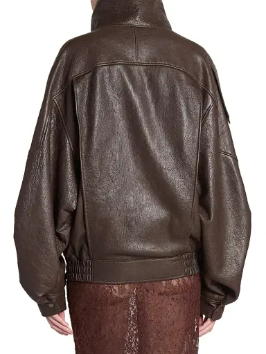 Saint Laurent Women's Bomber Jacket in Lambskin - Brun Sepia - Size 8 | Thumbnail 6 Saint Laurent Women's Bomber Jacket in Lambskin - Brun Sepia - Size 8 | Thumbnail 6