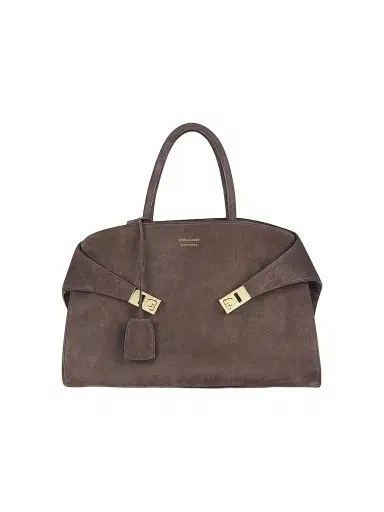 Ferragamo Women's Large Hug Suede Top Handle Bag - Testa Di Moro | Thumbnail 1 Ferragamo Women's Large Hug Suede Top Handle Bag - Testa Di Moro | Thumbnail 1