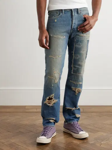 KAPITAL Monkey CISCO Speakeasy Slim-Fit Distressed Denim Jeans - Men | Thumbnail 3 KAPITAL Monkey CISCO Speakeasy Slim-Fit Distressed Denim Jeans - Men | Thumbnail 3